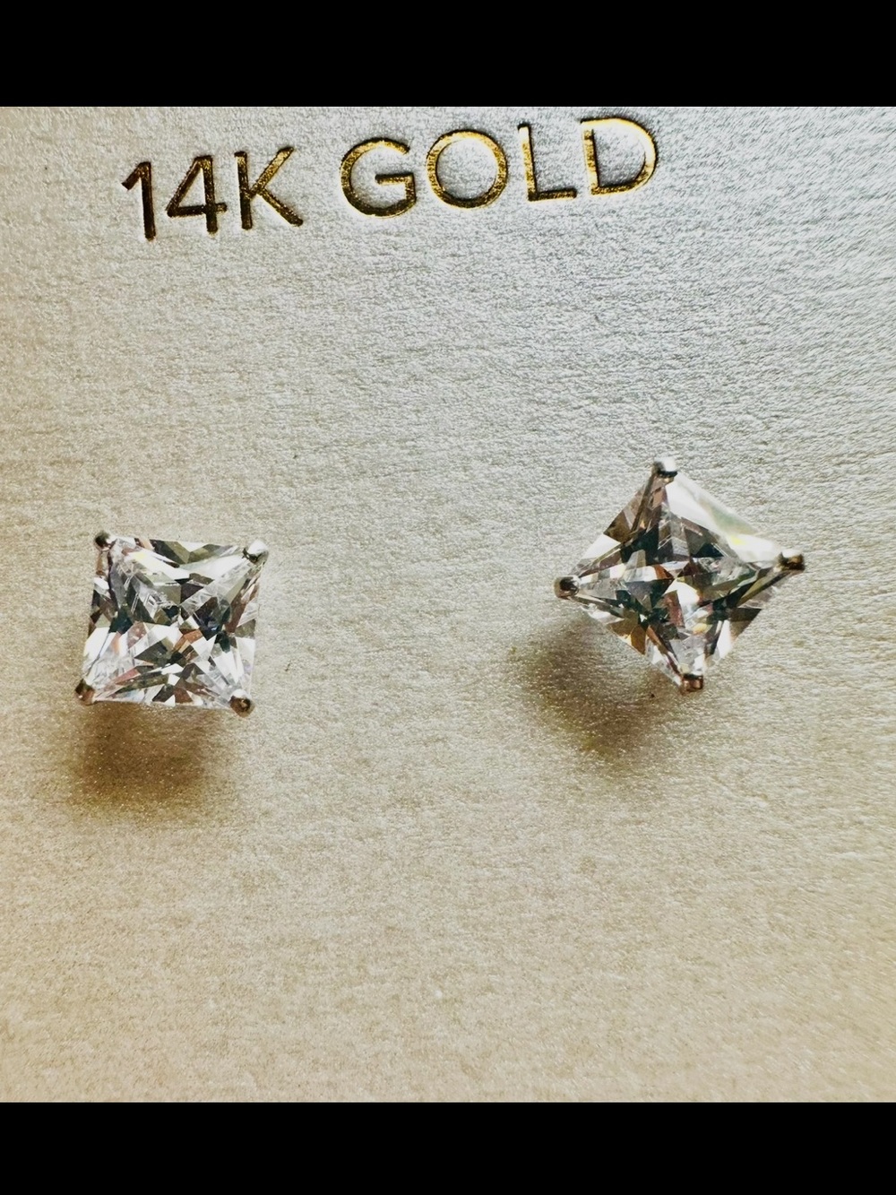 New 14k solid real gold diamond earrings studs cz solid 14k gold earrings Large